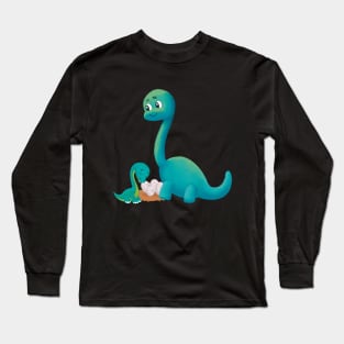 Dinosaur Mom with Baby and Dino Eggs Long Sleeve T-Shirt